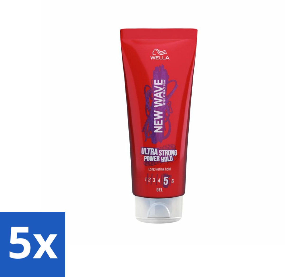 5 x Wella – New Wave Ultra Strong Power Hold – Haargel – 200 ml - Haargel - Krachtige Fixatie - Stijl - Haar Fixatie - Power Hold Gel