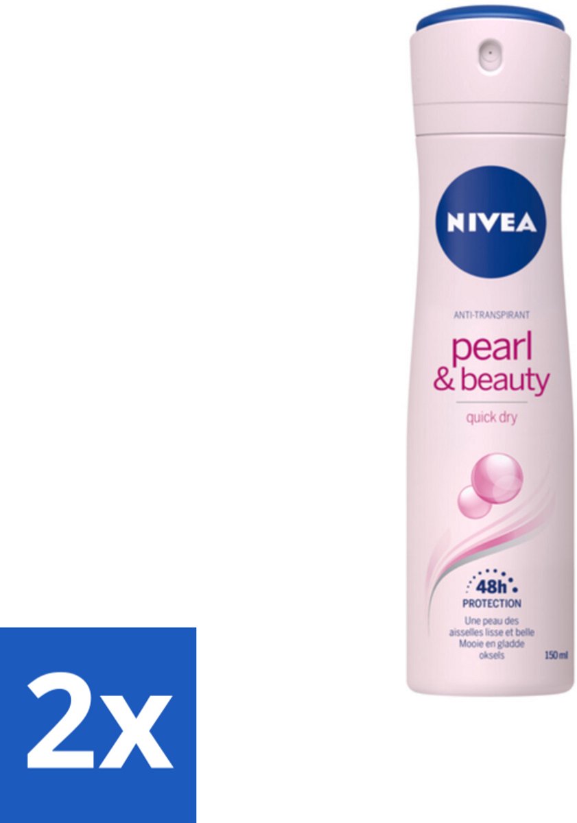 2 x NIVEA – Deodorant Spray – Pearl & Beauty – 150 ml - Deodorant Spray - Okselhuid Verzorging - Parelextracten - Huidvriendelijk - 48 Uur Bescherming