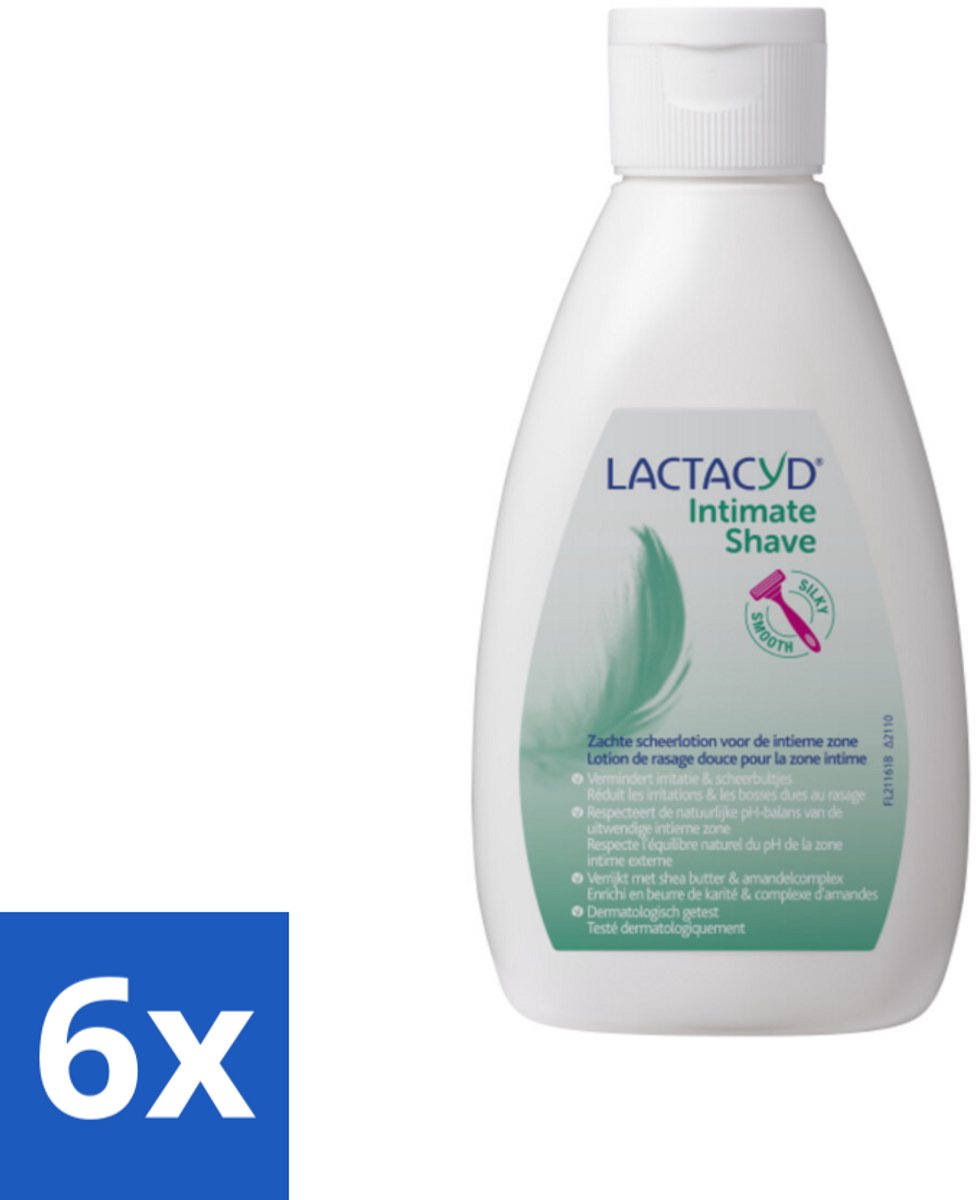 6 x Lactacyd – Intimate Shave – Scheerlotion – 200 ml - Intieme Scheerlotion - Gevoelige Huid - Scheerbultjes - Irritaties - Shea Butter