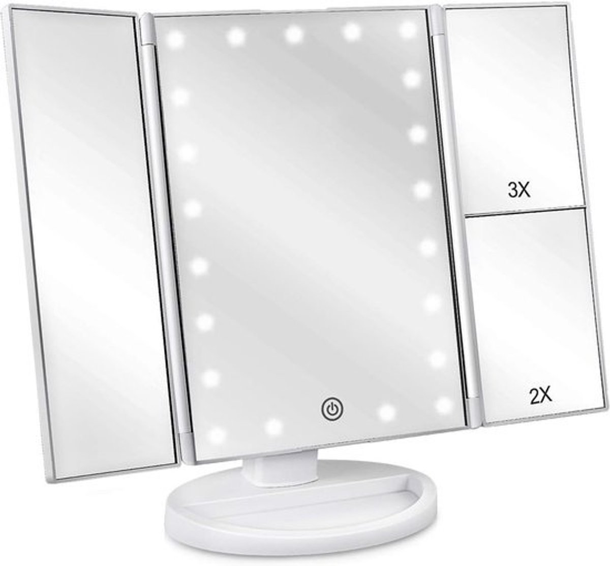Inklapbare make-upspiegel met LED-verlichting - Draaibaar en dimbaar - Wit
