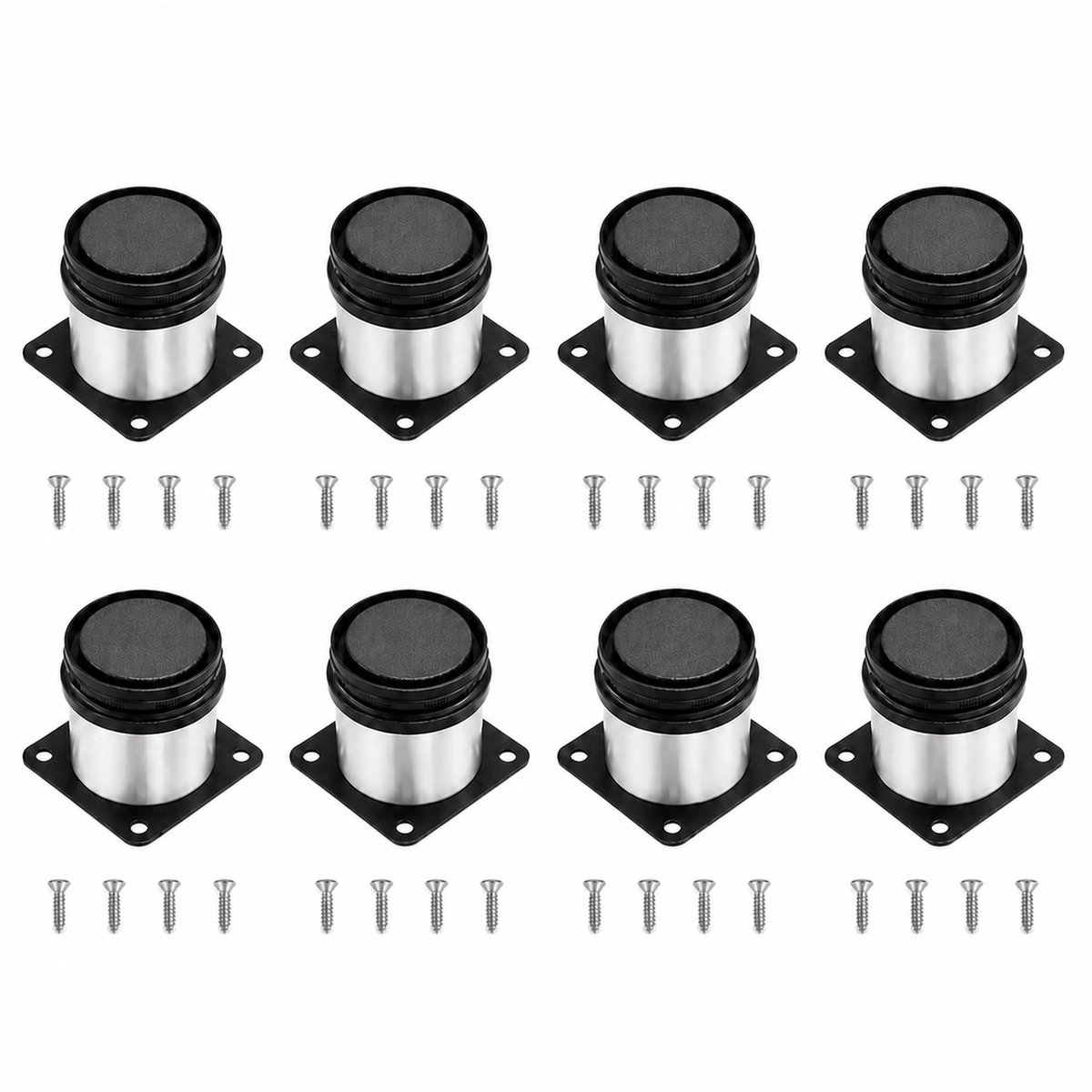 JustValue Verstelbare Bankpoten - Set van 8 - Metaal - 5 cm - Zilver