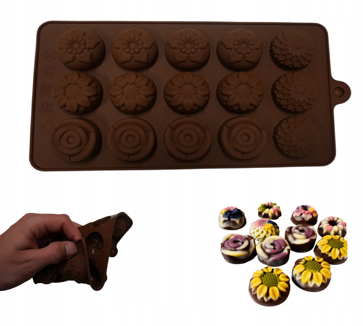 Siliconen Chocoladevorm Pralines Gelatine 4 Bloemen