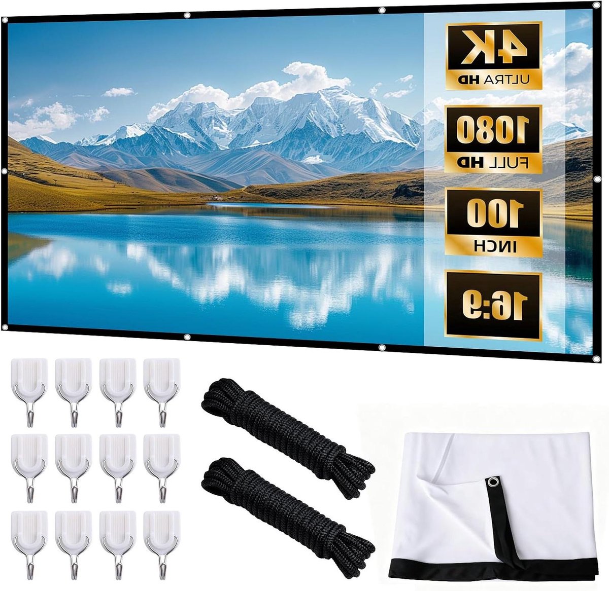 Projectiescherm - Beamerdoek - Thuisbioscoop Maken - Kreukvrij Ontwerp - 100 Inch - Wit