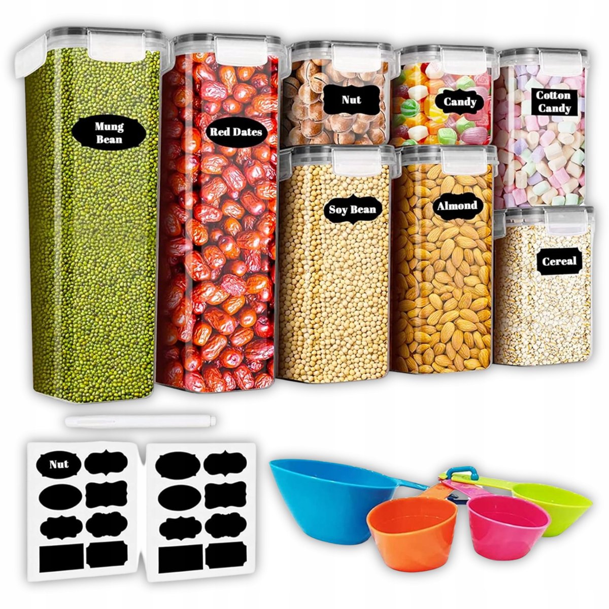 Set van 8 Hermetische Voedselbewaarcontainers - Grote, Lekvrije Opbergdozen