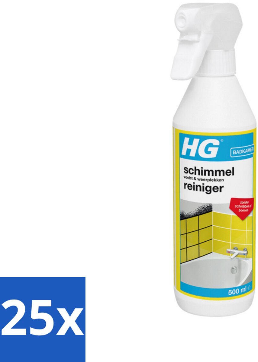 25 x HG Schimmel-, Vocht- en Weerplekkenreiniger 500 ml - Schimmelreiniger - Vochtverwijdering - Weerplekkenreiniger - Schimmel In Badkamer - Schimmel In Stucwerk