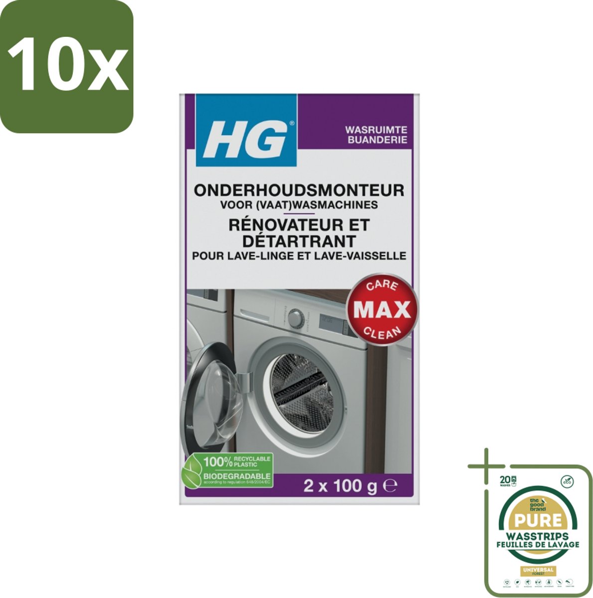 10 x HG Onderhoudsmonteur Voor (Vaat)Wasmachines 200 ml - Grootverpakking - Wasmachine Onderhoud - Vaatwasser Onderhoud - Wasmachine Reinigen - Vaatwasser Reinigen - Kalk Verwijderen