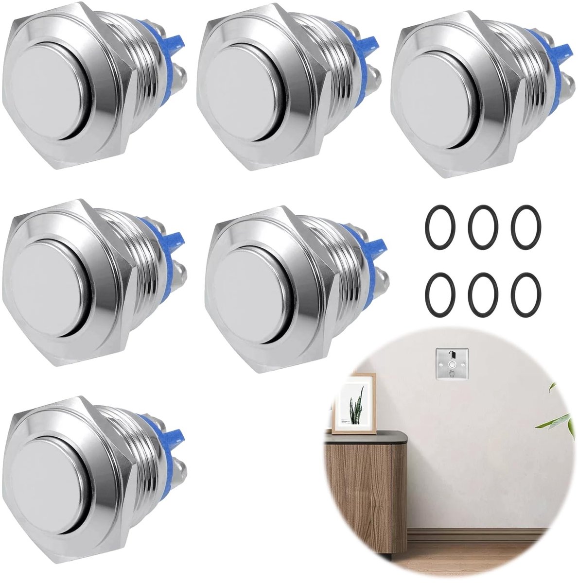 Elzusha- Drukknop Waterdicht - 16 mm - Momentary Drukknop - IP67 Drukschakelaar - Roestvrij Staal - Duurzaam en Betrouwbaar