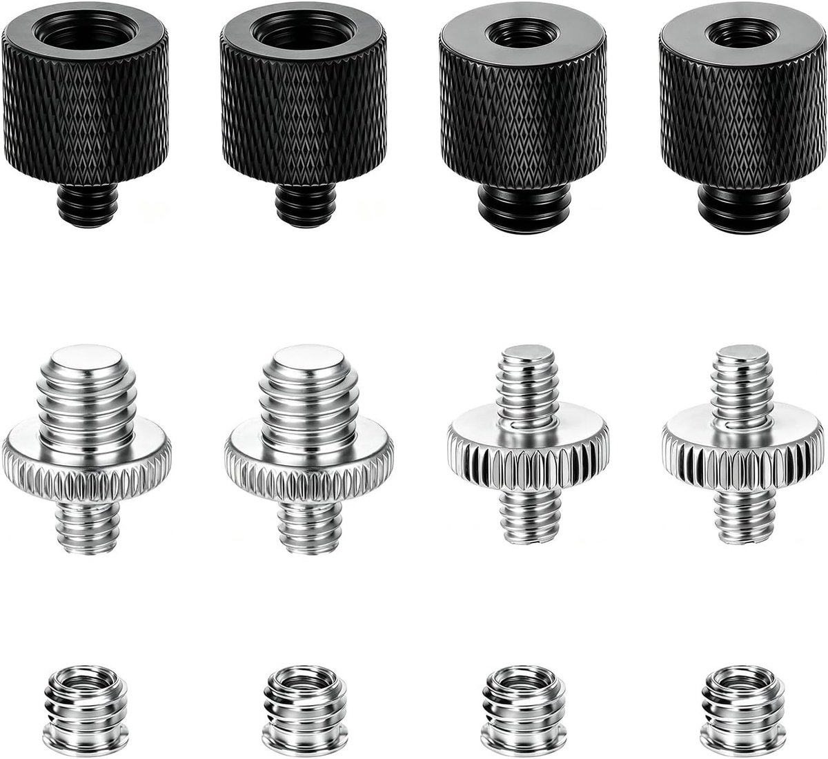 12-delige set camera-adapters voor statief, inclusief 1/4 en 3/8 adapters, flitsadapter en micro schroefadapter, universele schroefdraad voor fotograferen