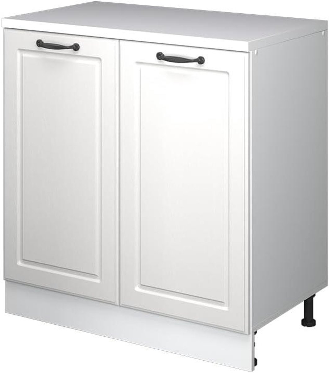 Keukenkast schuine wand - Opbergkast keuken - Ruimte optimalisatie - Verbindt schuine modules - 80 cm breed - Wit landhuis