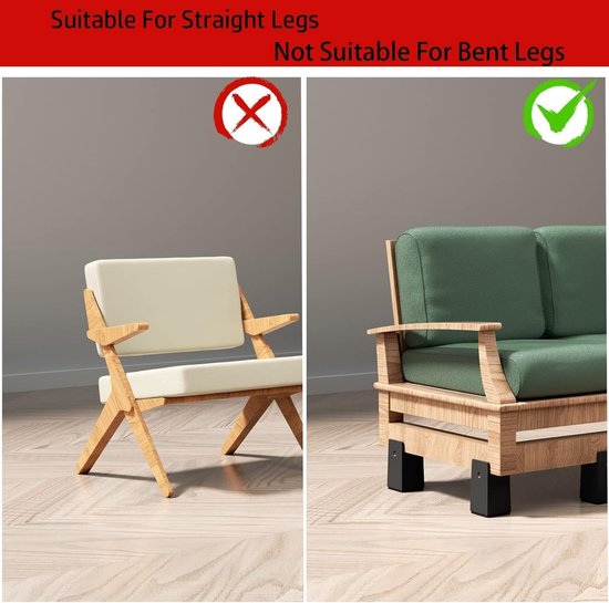 Verstelbare meubelpootverhogers voor bed, tafel en stoel - 10 cm hoog, 4 stuks, tot 5000 lb ondersteuning — afbeelding 2