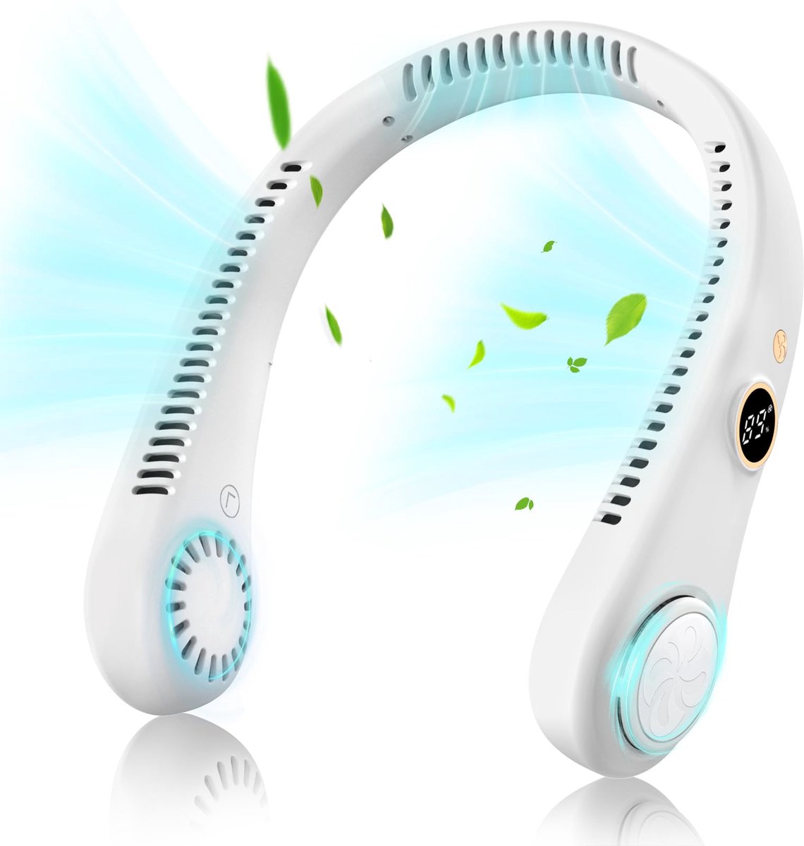 Draagbare bladloze nekventilator met 360° luchtstroom, persoonlijke mini mobiele nekventilator, oplaadbare - ShopVlot