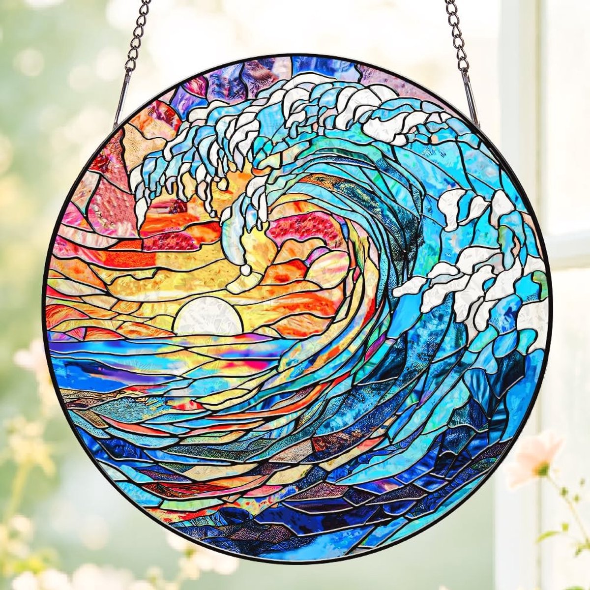 Elzusha - Acryl Suncatcher met Oceaan Golf Ontwerp
