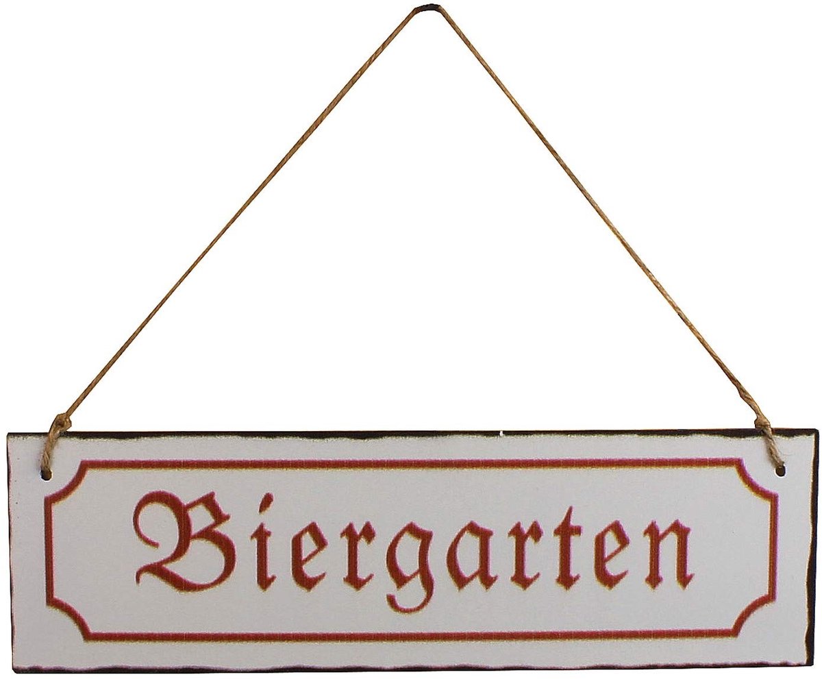 Elzusha - Vintage Metaal Bord Biertuin - Antiek Wit Vierkant Wanddecoratie