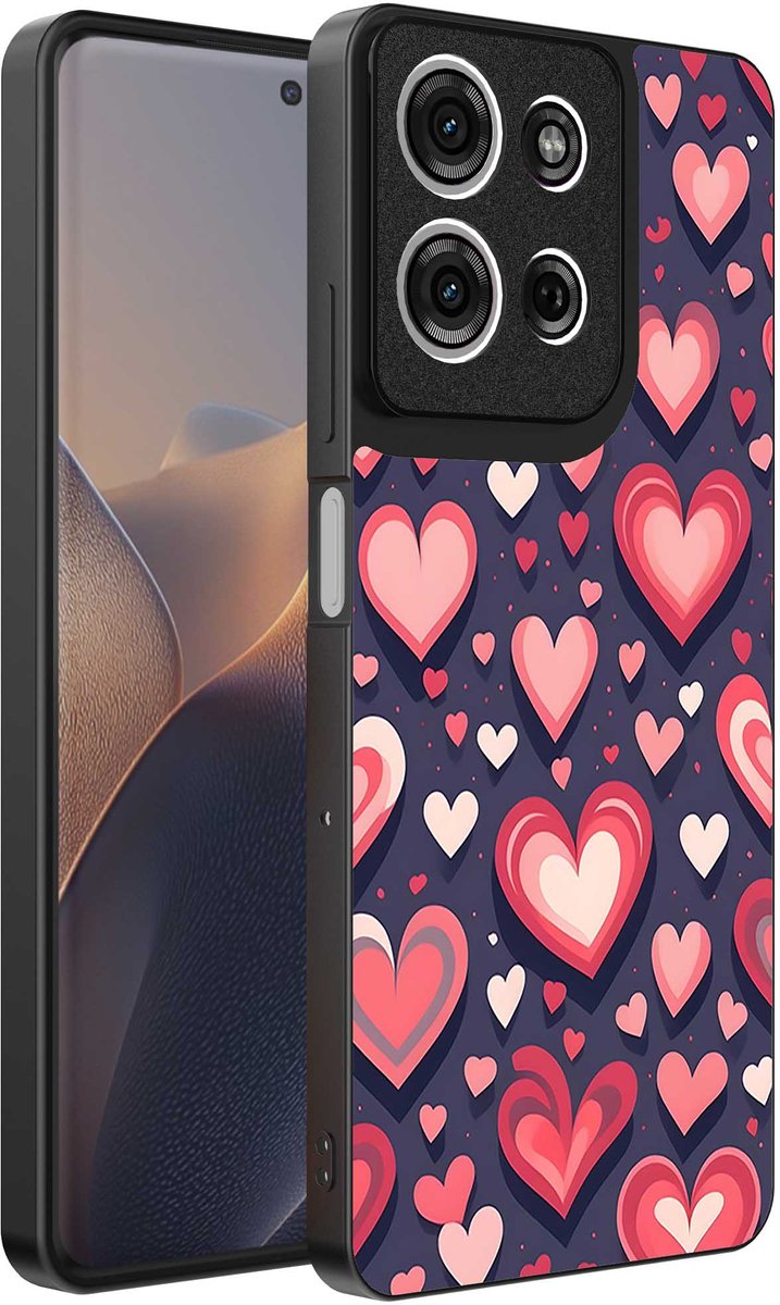 Geschikt voor Motorola Edge 60 Fusion Telefoonhoesje met Hartjes Opdruk - TPU Backcover Case With Heart Design - Smartphonica geschikt voor Motorola Edge 60 Fusion