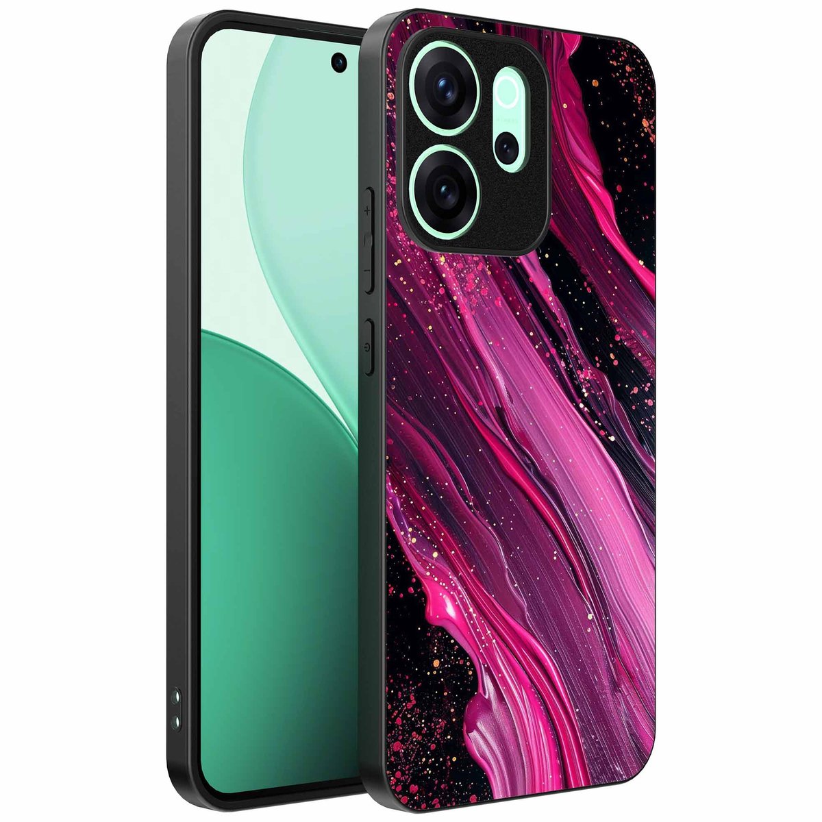 Geschikt voor Oppo Reno 15 Pro Telefoonhoesje met marmer opdruk - TPU backcover case marble design - Paars Roze - Smartphonica geschikt voor Oppo Reno 15 Pro