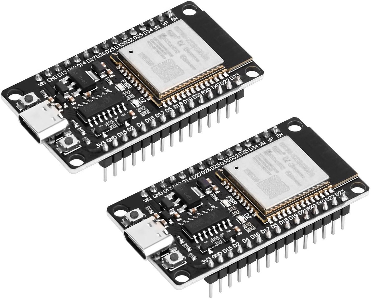 Solidchoice - 2 Stuks ESP32 USB C NodeMCU WROOM 32 Ontwikkelbord met WiFi en Bluetooth