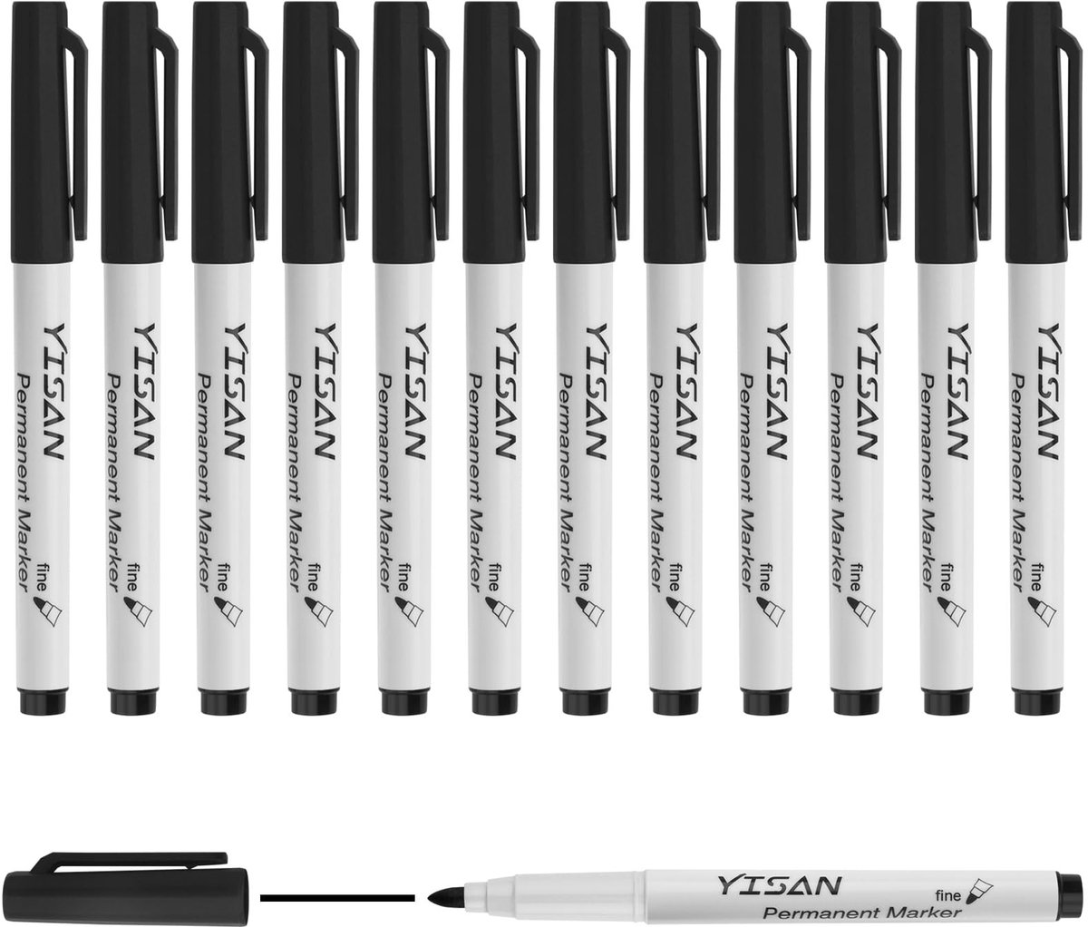 Solidchoice - Set van 12 Permanente Markers met Fijne Punt