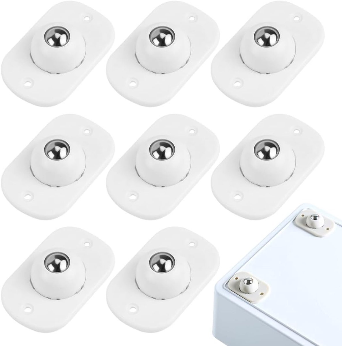 Zelfklevende Mini Rollen 8 Stuks - 360° Draaibaar voor Efficiënte Opslag van Kleine Apparaten en Organisatie van Opbergdozen