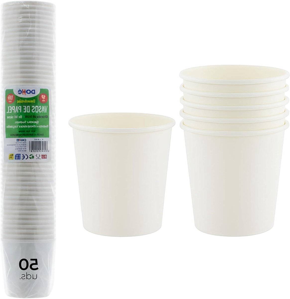Wegwerpbekers Karton - Papieren Drinkbekers - Feestjes en Evenementen - Recyclebaar Materiaal - 50 Stuks 120 ml - Wit