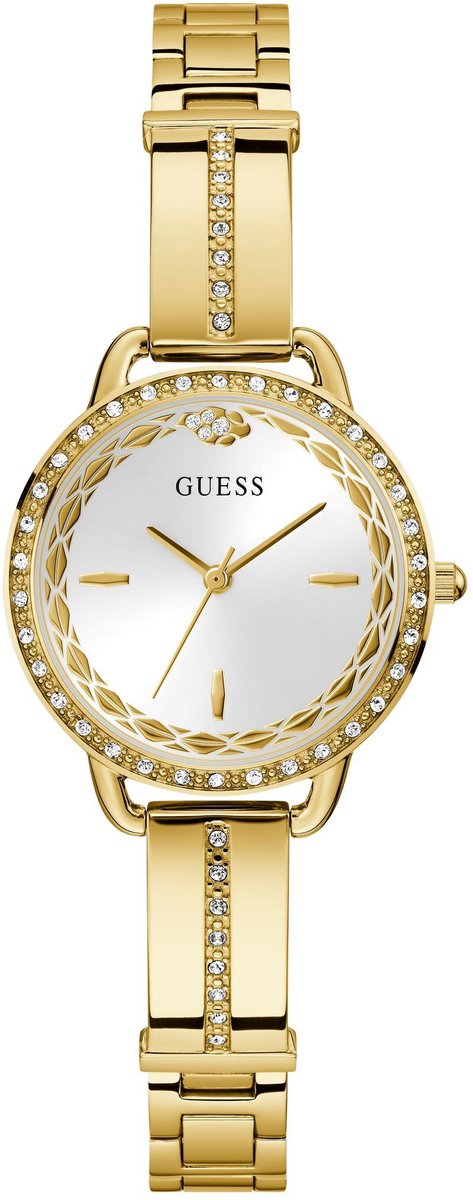 Guess Bellini Kwarts Analoog Horloge Goudkleurig Kast Gemaakt Van 100% Roestvrij Staal En Een Armband Van 100% Roestvrij Staal 30 GW0856L1