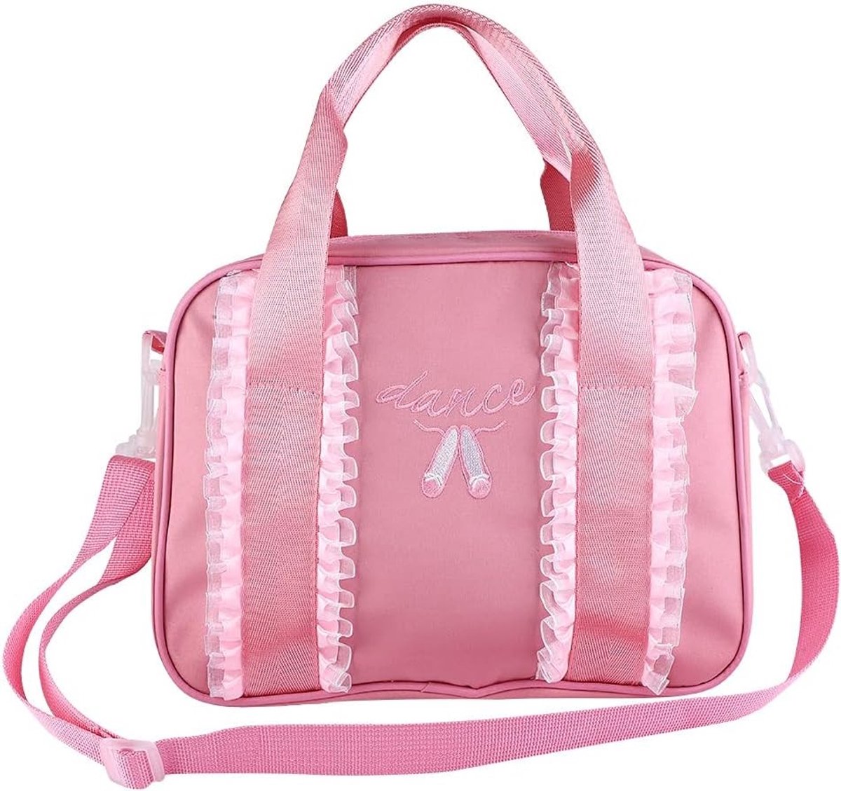 Ballettas voor Meisjes, Handtas voor Dansschoenen, Duffle Bag met Rits voor Gymnastiek, Zwemmen en Yoga - Ideaal voor Sport en Reizen (Roze)