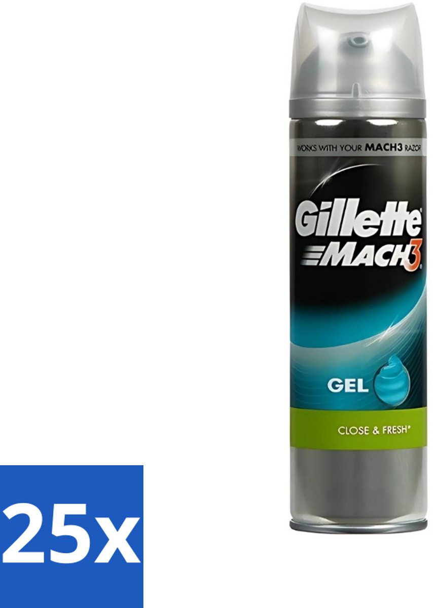 25 x Gillette - Mach3 - Scheergel - Complete Defense Extra Comfort - Verzorgend - 200 ml - Scheergel - Complete Defense - Extra Comfort - Huid Verzorging - Gevoelige Huid