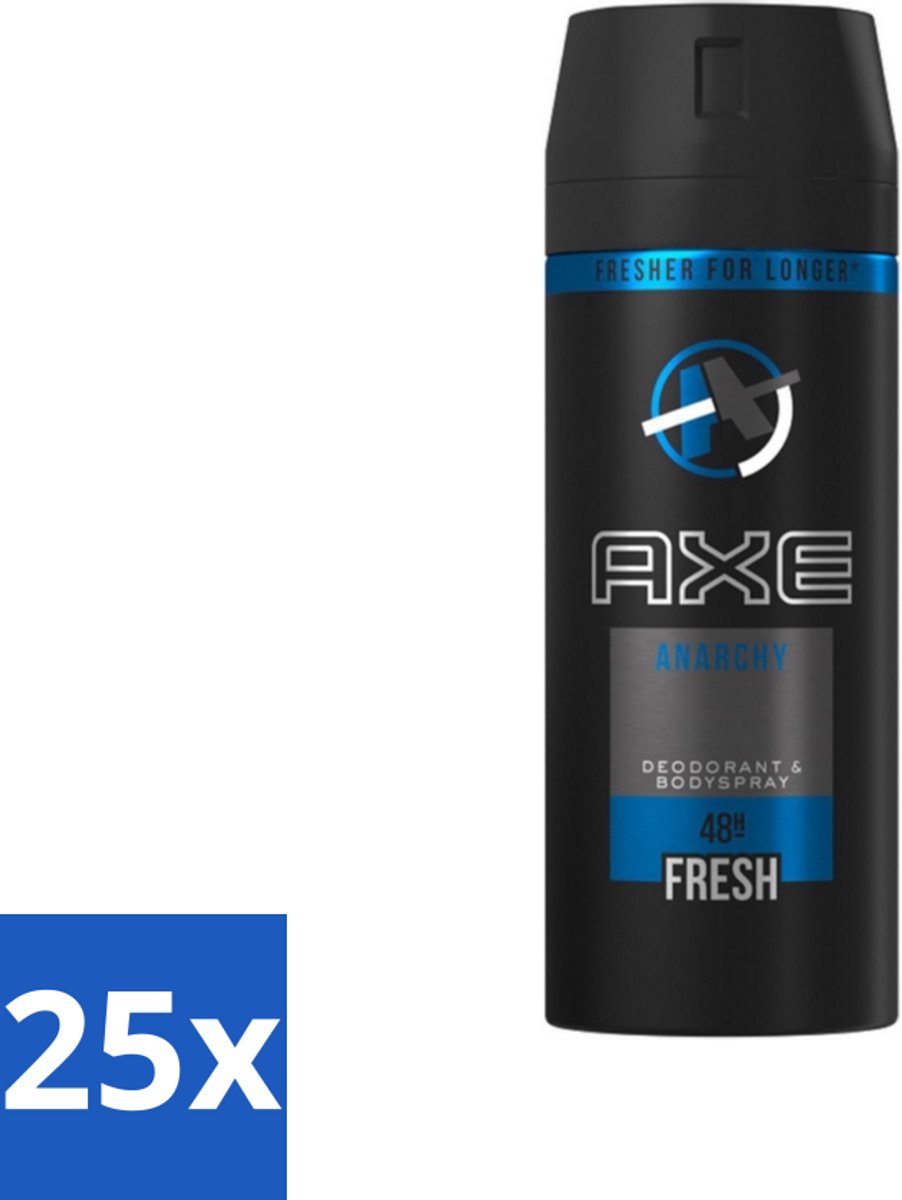 25 x Axe - Deodorant Bodyspray - 48hrs Fresh - Anarchy for Him - 150 ml - Anarchy For Him - Axe - Deodorant Bodyspray - 48h Fresh - Geurbescherming