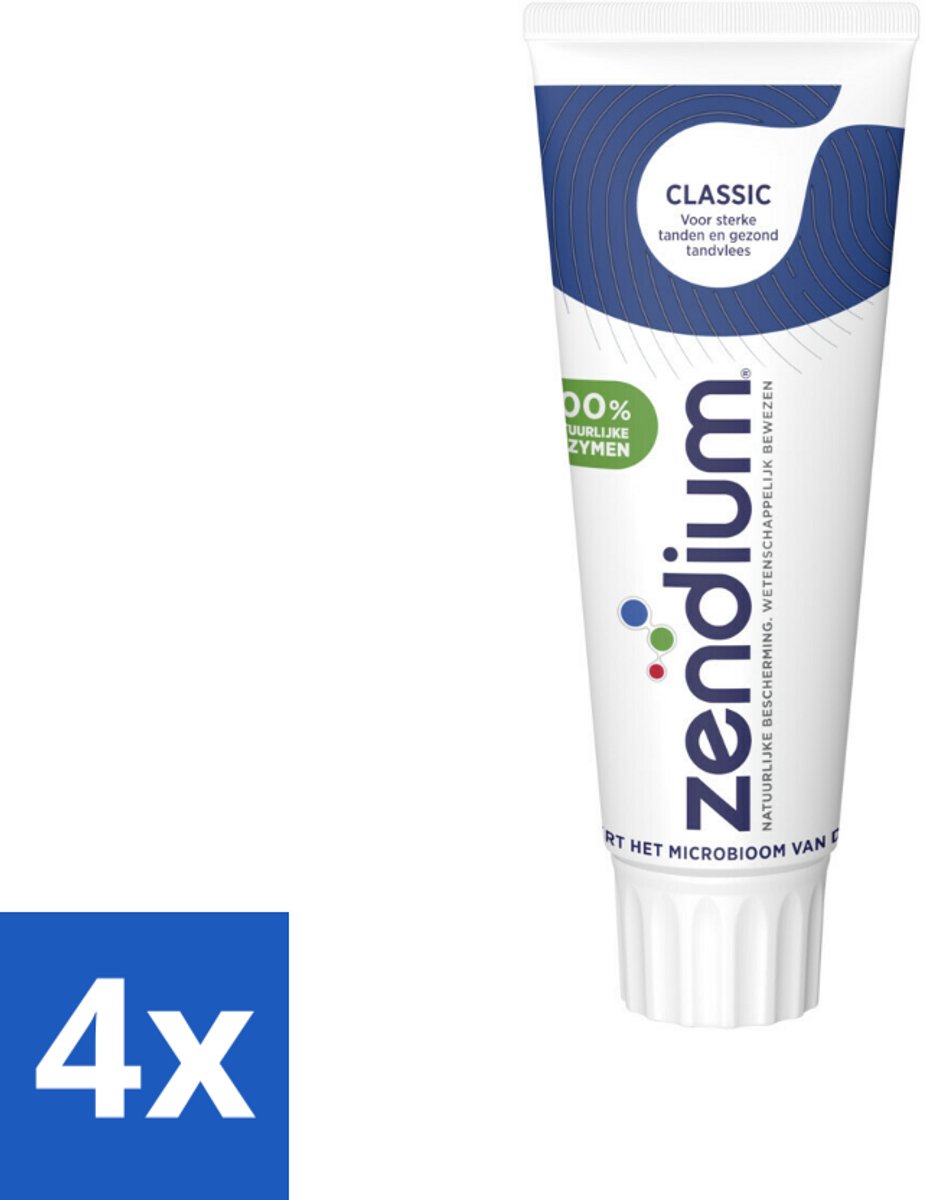 4 x Zendium Tandpasta Classic 75 ml - Tandpasta - Natuurlijke Enzymen - Gezond Microbioom - Fluoride - Gaatjes