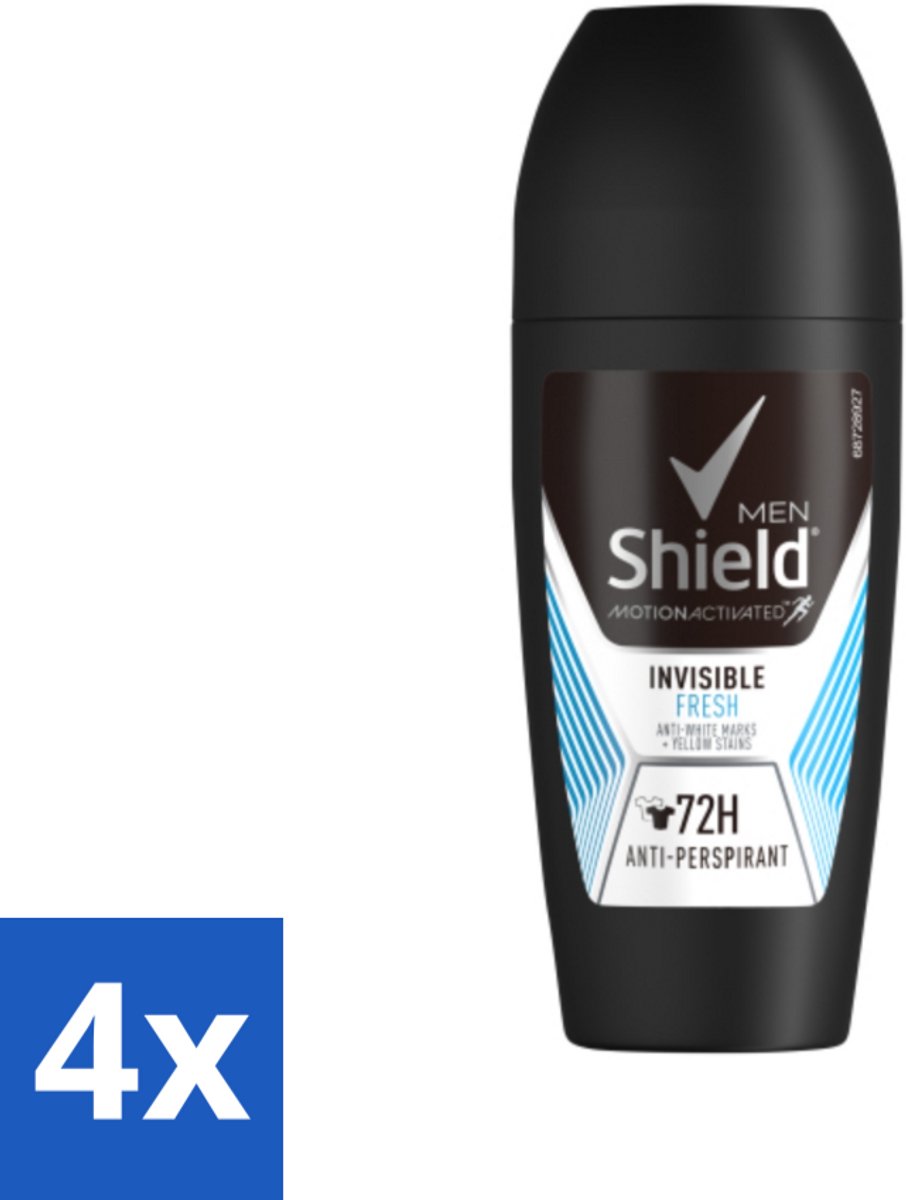 4 x Rexona Men - Invisible Fresh - Deo Roll-on - Anti-transpirant - 50 ml - Deodorant Voor Mannen - Zweetvermindering - Anti-transpirant - Frisse Geur - Huid Droog Houden