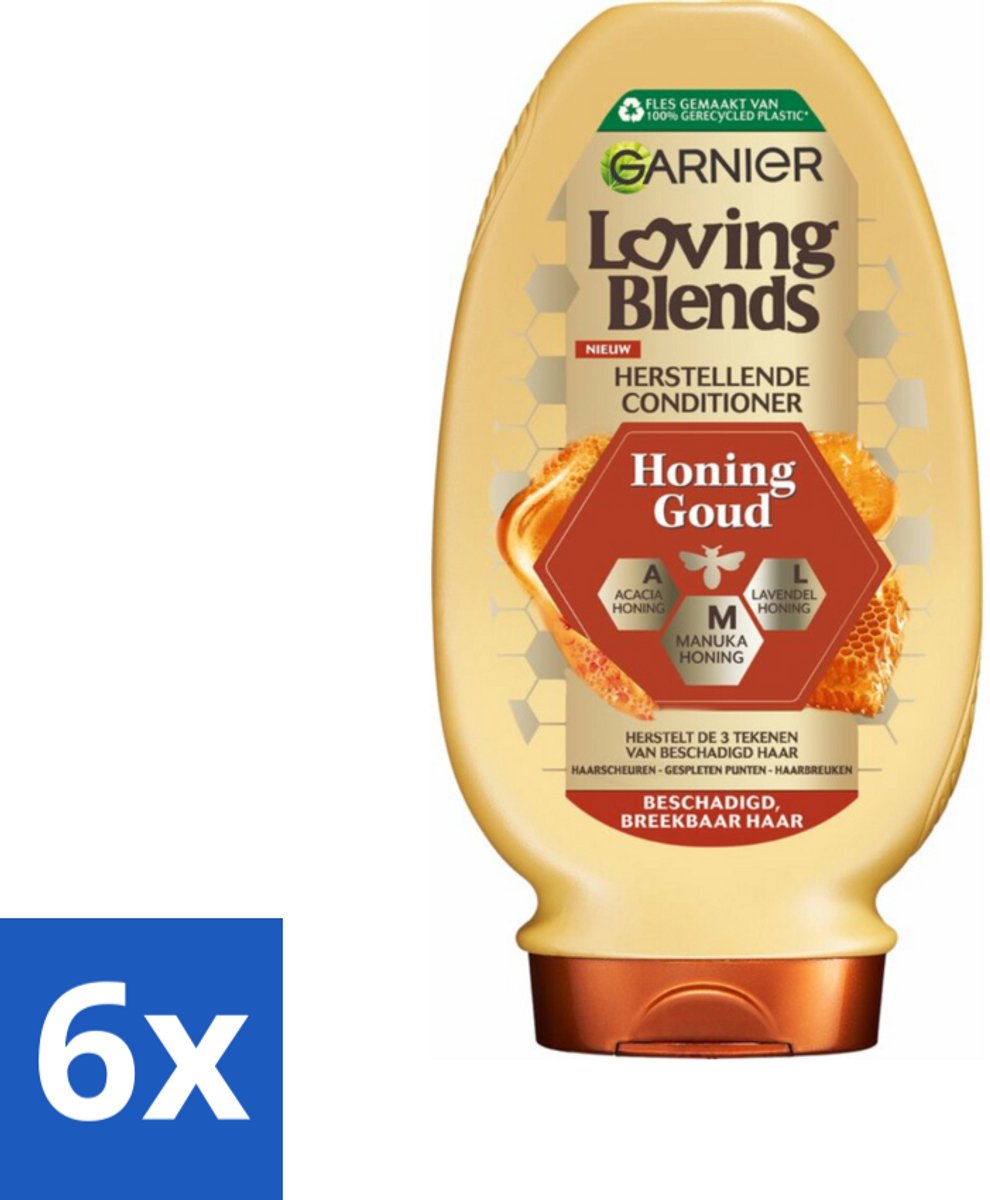 6 x Garnier Loving Blends Honing Goud Conditioner 250 ml - Beschadigd Haar - Breekbaar Haar - Haar Herstel - Haar Versterken - Honing Conditioner