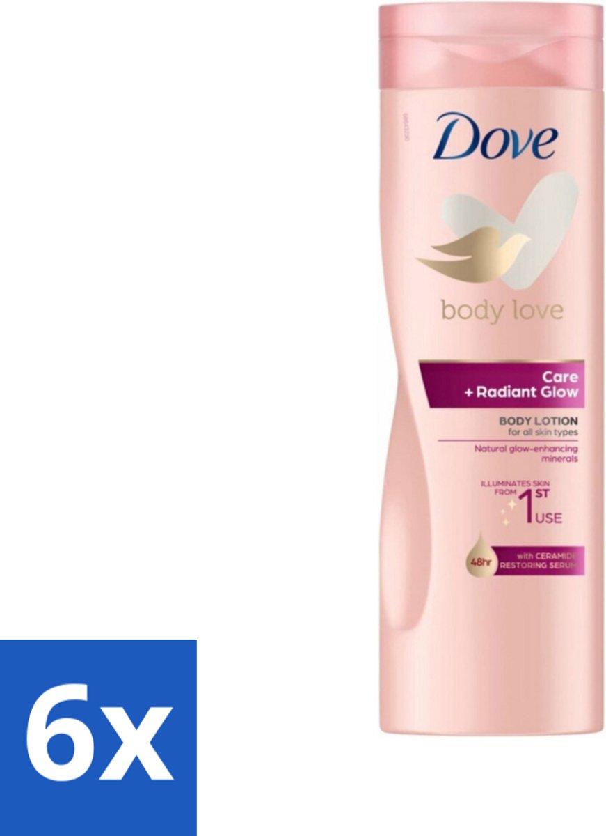 6 x Dove Bodylotion Care & Glow 400 ml - Body Lotion - Hydratation - Stralende Huid - Ceramide Serum - Huid Verzorging
