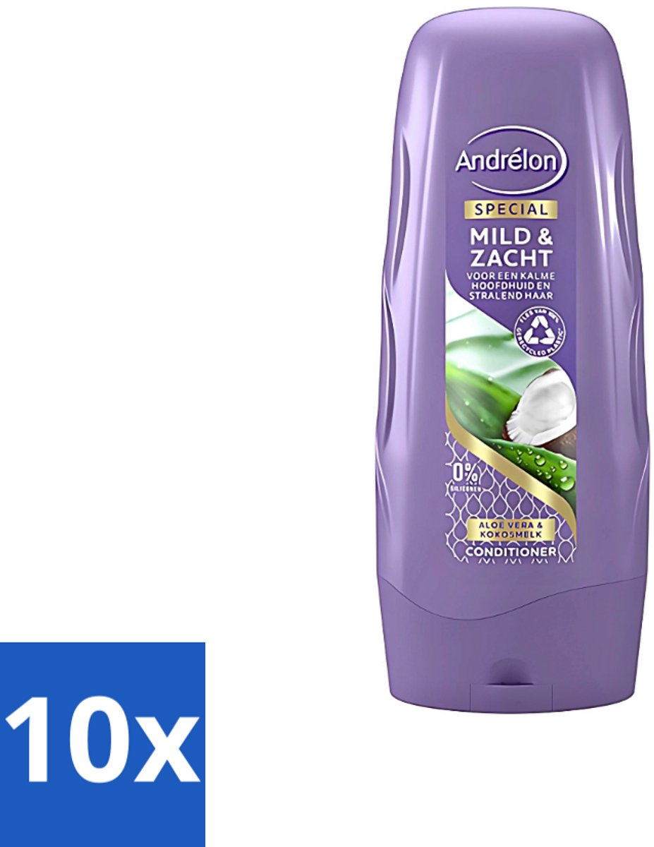 10 x Andrélon - Mild & Zacht - Conditioner - Voor Gevoelige Hoofdhuid - 300 ml - Gevoelige Hoofdhuid - Droge Hoofdhuid - Zachte Haar - Glanzend Haar - Kokosgeur