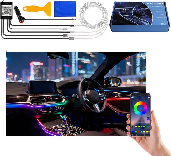 LED Interieurverlichting Auto - Sfeerverlichting Strip - Sfeer Creëren - App Bediening Muziek Sensor - 6 meter - RGB