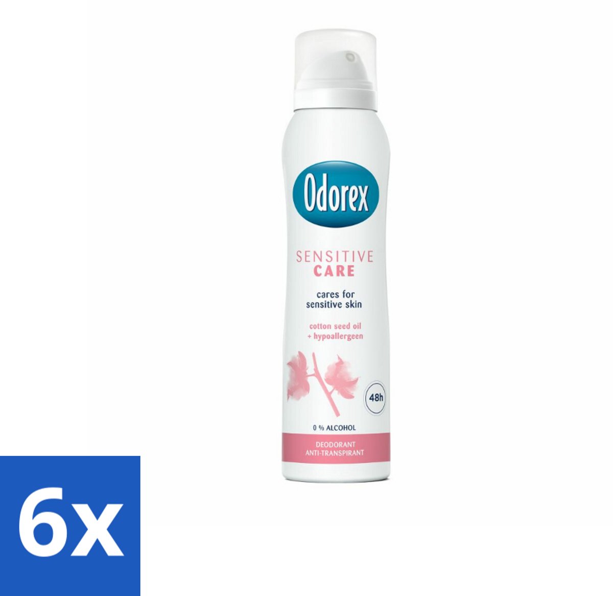 6 x Odorex Deodorant Spray Sensitive Care 150 ml - Gevoelige Huid - Deo Spray - Verzorgende Deodorant - Alcoholvrij - Bisabolol