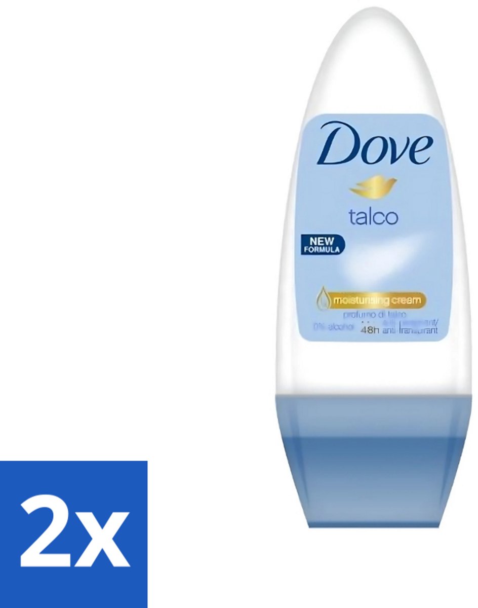2 x Dove - Deodorant - Roll-on Talco - Subtiele en zachte geur - 50 ml - Dove Talco Roll-on - Talco Deodorant - Roll-on Deodorant - Talco Deodorant 50 Ml - Alcoholvrije Deodorant