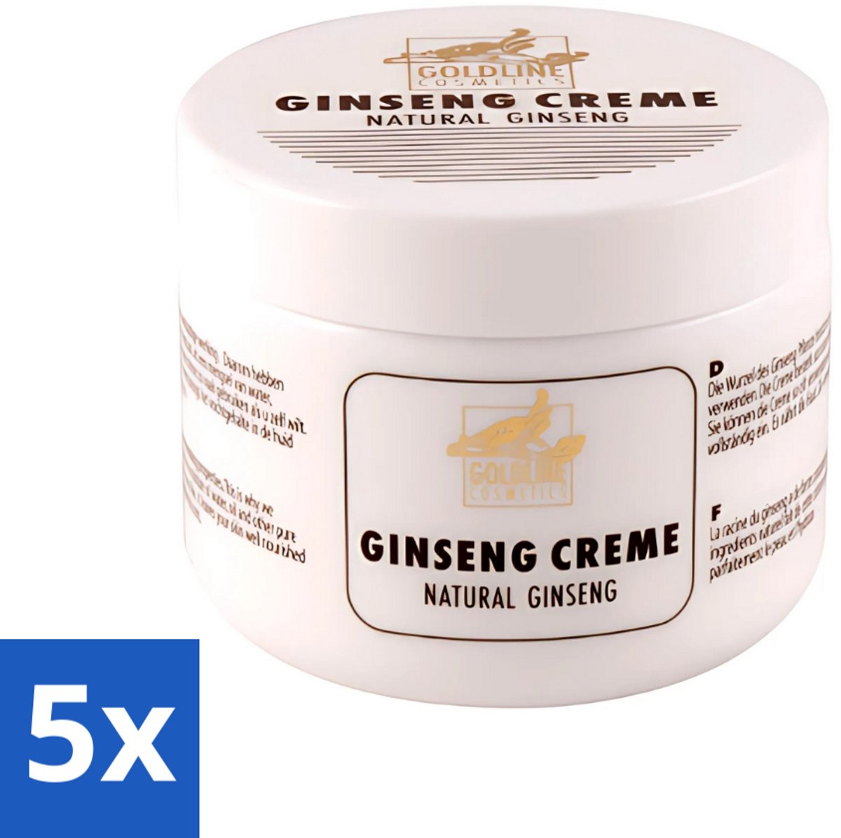 5 x Goldline - Bodycrème - Natural Ginseng - Verzorgend & Versterkend - 250 ml - Ginseng Bodycrème - Huidverzorging - Natuurlijke Huidcrème - Huidversterking - Hydratatie