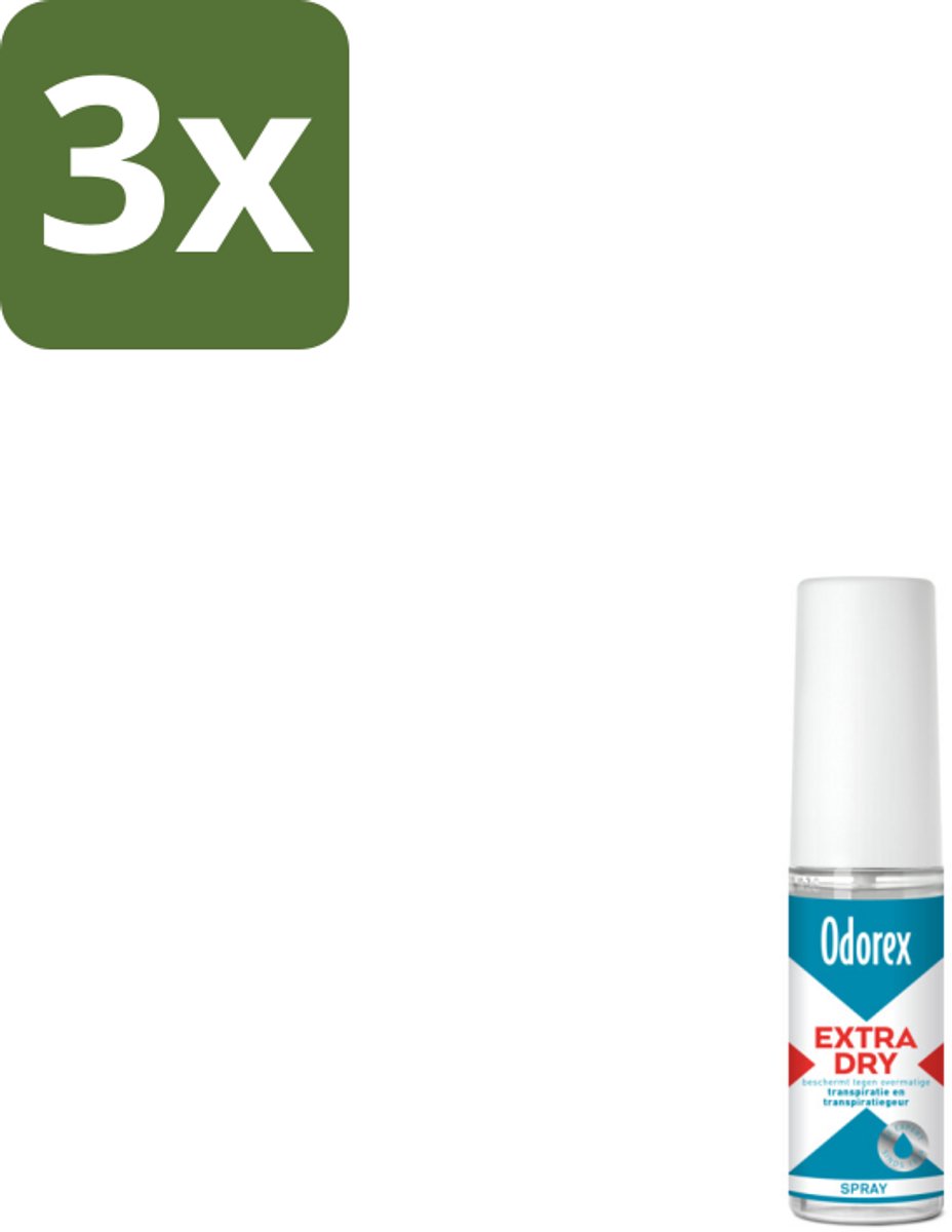 3 x Odorex Extra Dry Pompspray 30 ml - Extra Droog - Overmatig Zweten - Intens Droog - Pompspray - Deodorant