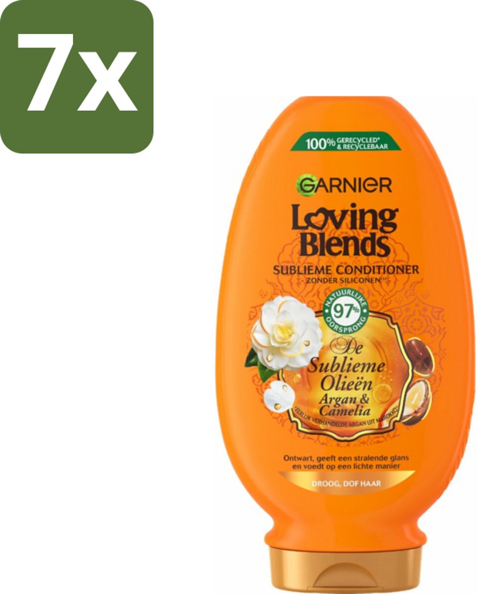 7 x Garnier Loving Blends Argan- en Cameliaolie Conditioner 250 ml - Droog Haar - Dof Haar - Voeding Haar - Glans Haar - Arganolie