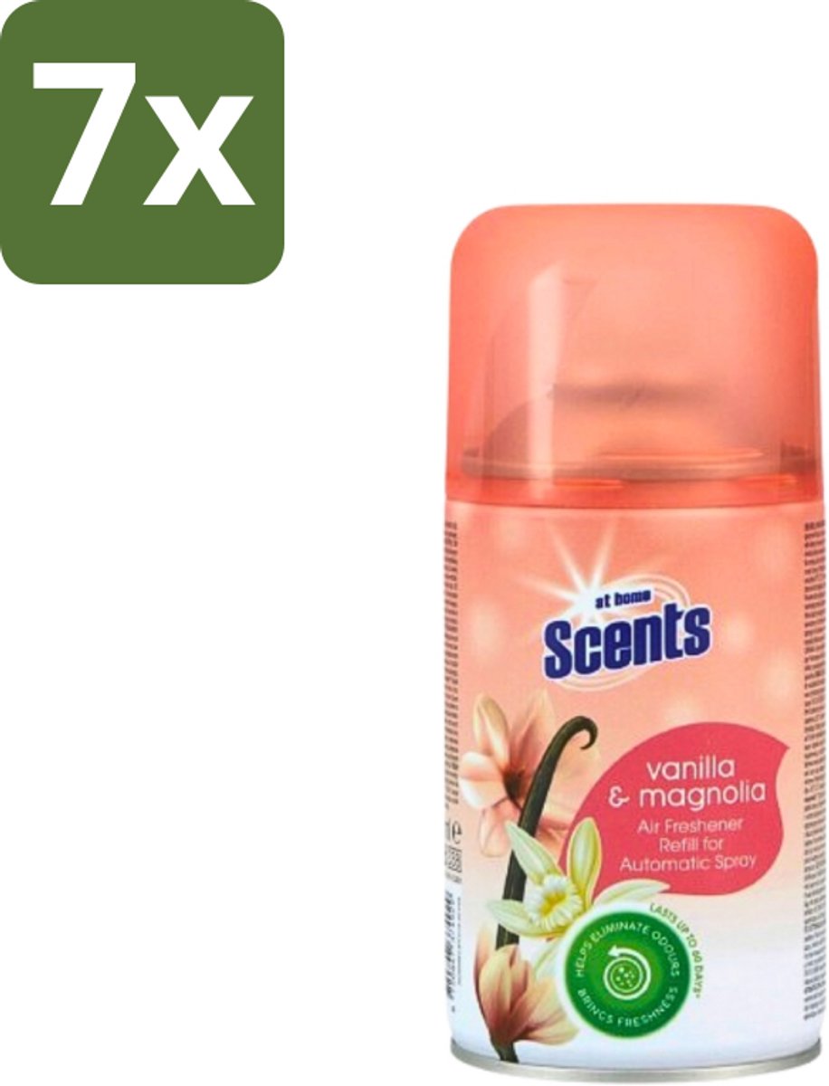 7 x At Home - Scents - Navulling - Vanille - Spray - 250 ml - Vanille Geur - Geurverspreider - Geurtjes Neutraliseren - Geur In Huis - Geur Spray