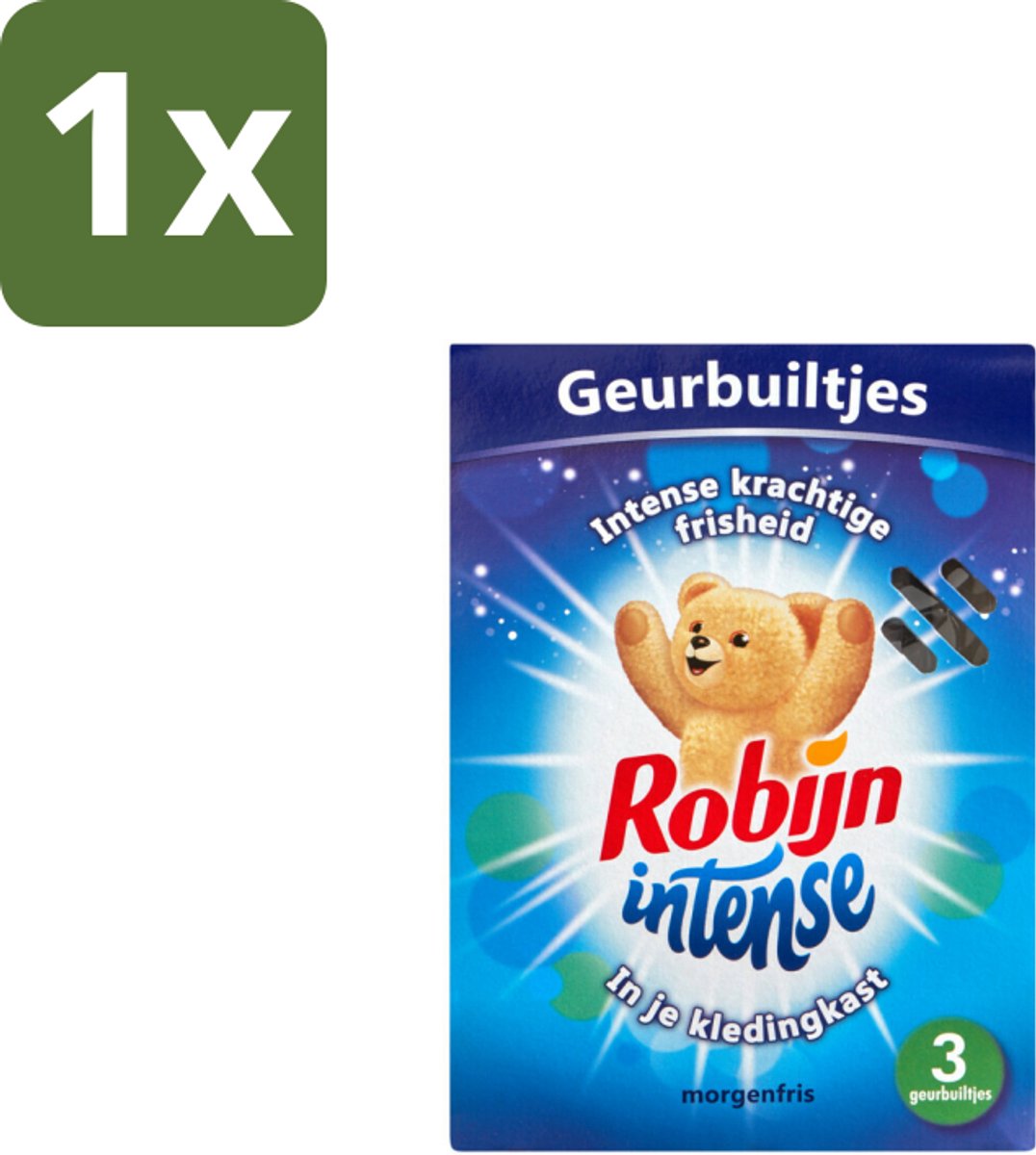 1 x Robijn Geurbuiltjes Intense 3 stuks per verpakking - Geur In Kleding - Langdurige Geur - Frisse Geur - Geurbuiltjes - Kledingkast Geur