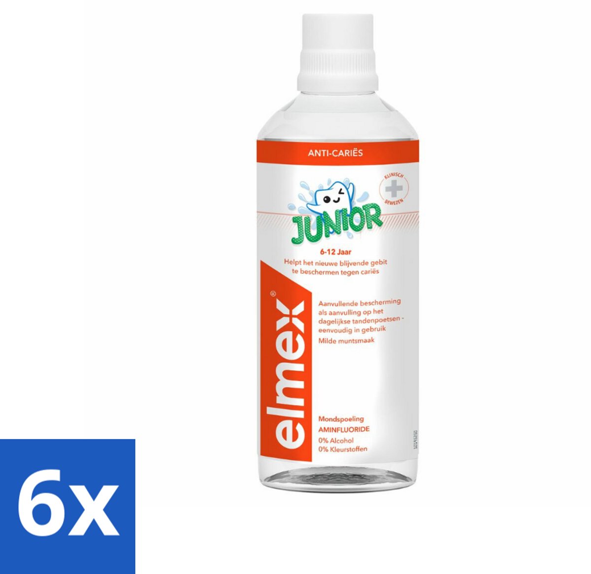Elmex Mondspoeling Junior (5-12 Jaar) 400 ml - Voordeelverpakking - 6 stuks