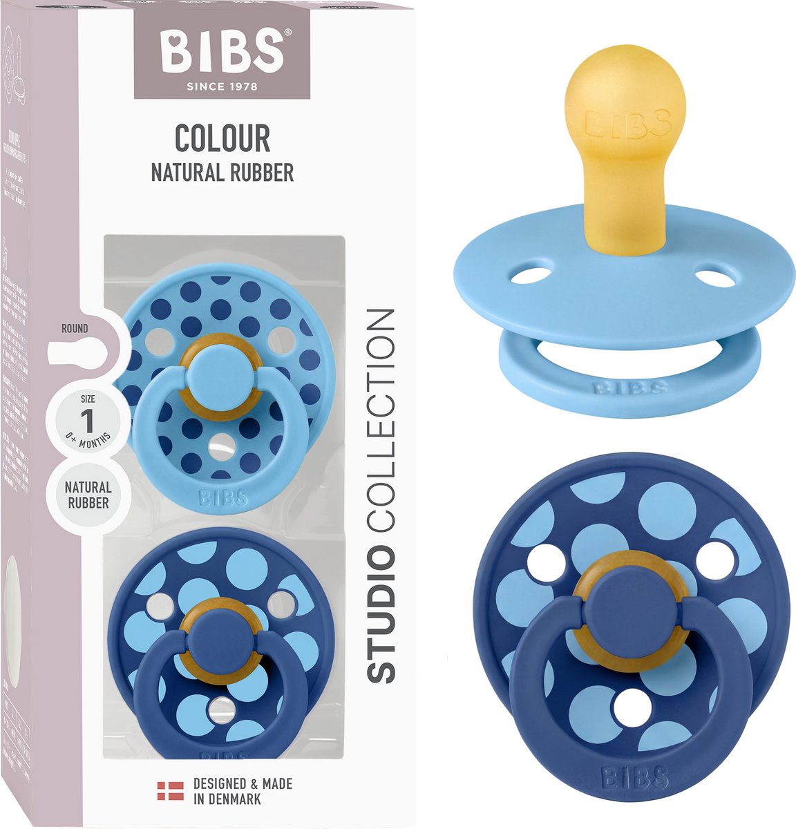 BIBS Colour Fopspeen - 0-6 mnd - 2-pack - Rond - Breeze/Cornflower