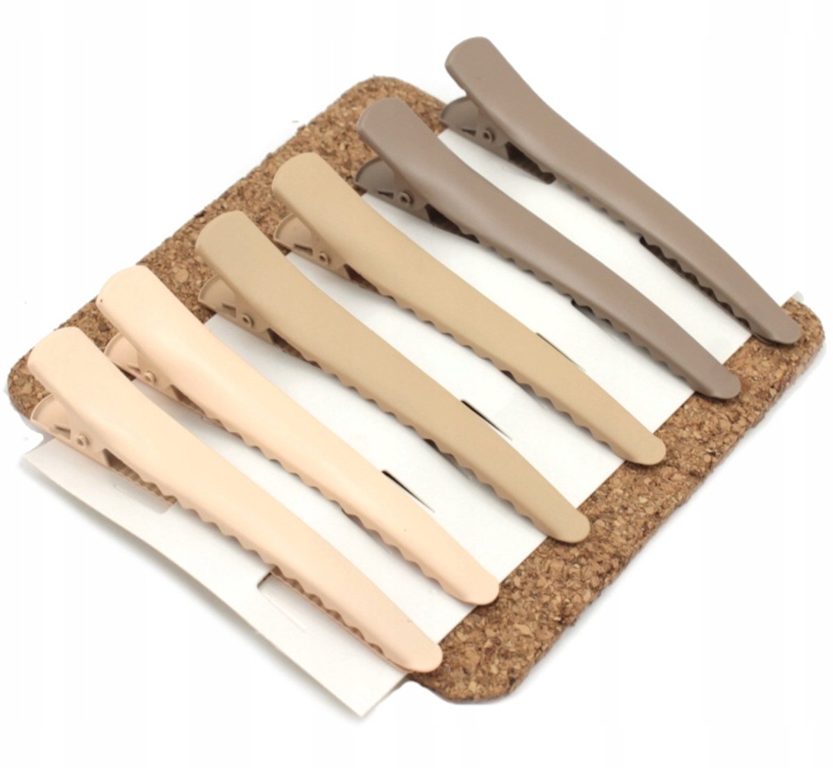 Grote Beige Metalen Haarklemmen Matt 8 cm - Set van 6