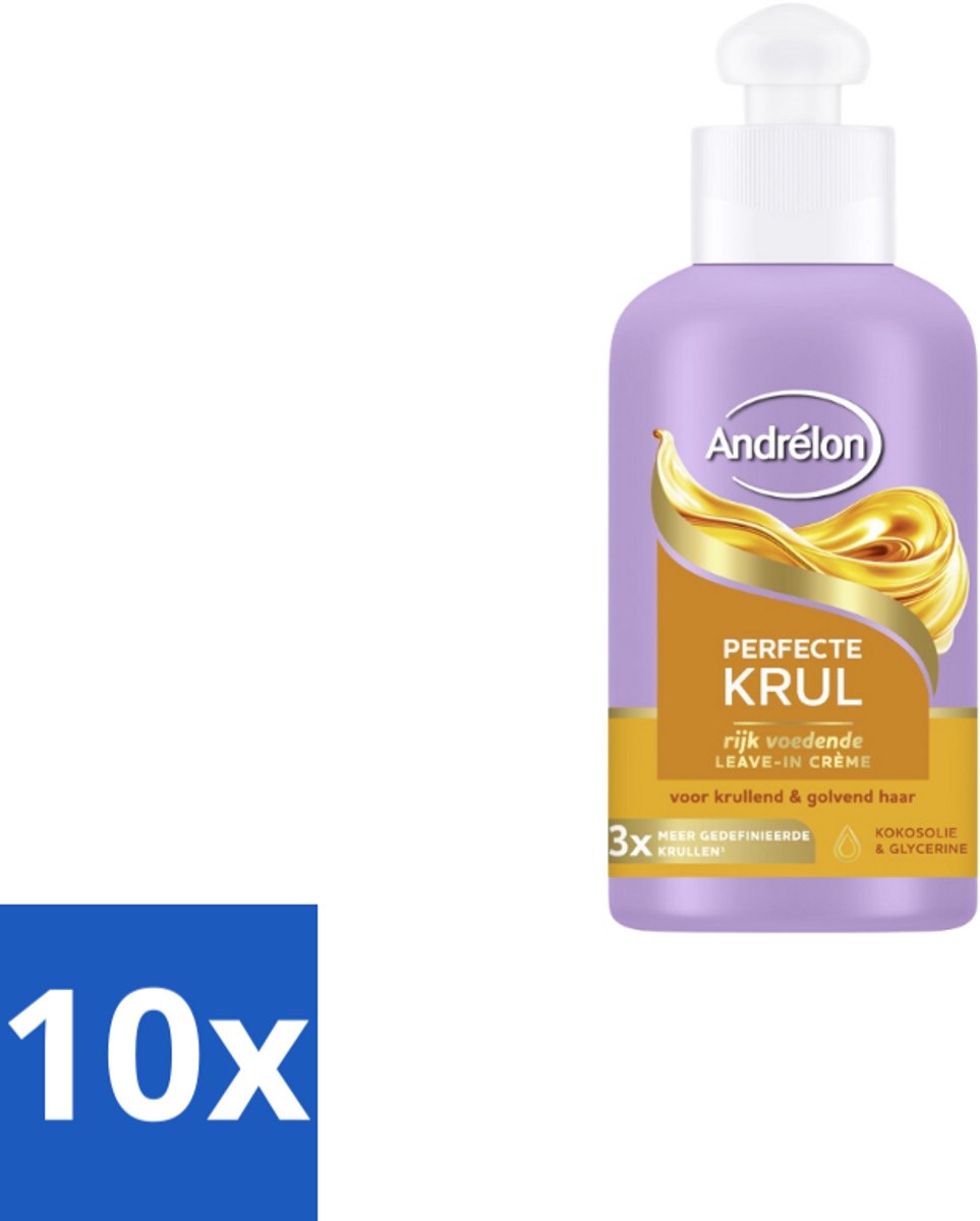 10 x Andrélon – Leave-In Crème – Perfecte Krul – 200 ml - Krul Haar - Krul Haar Crème - Leave-in Crème - Krul Haar Verzorging - Krul Haar Voeding