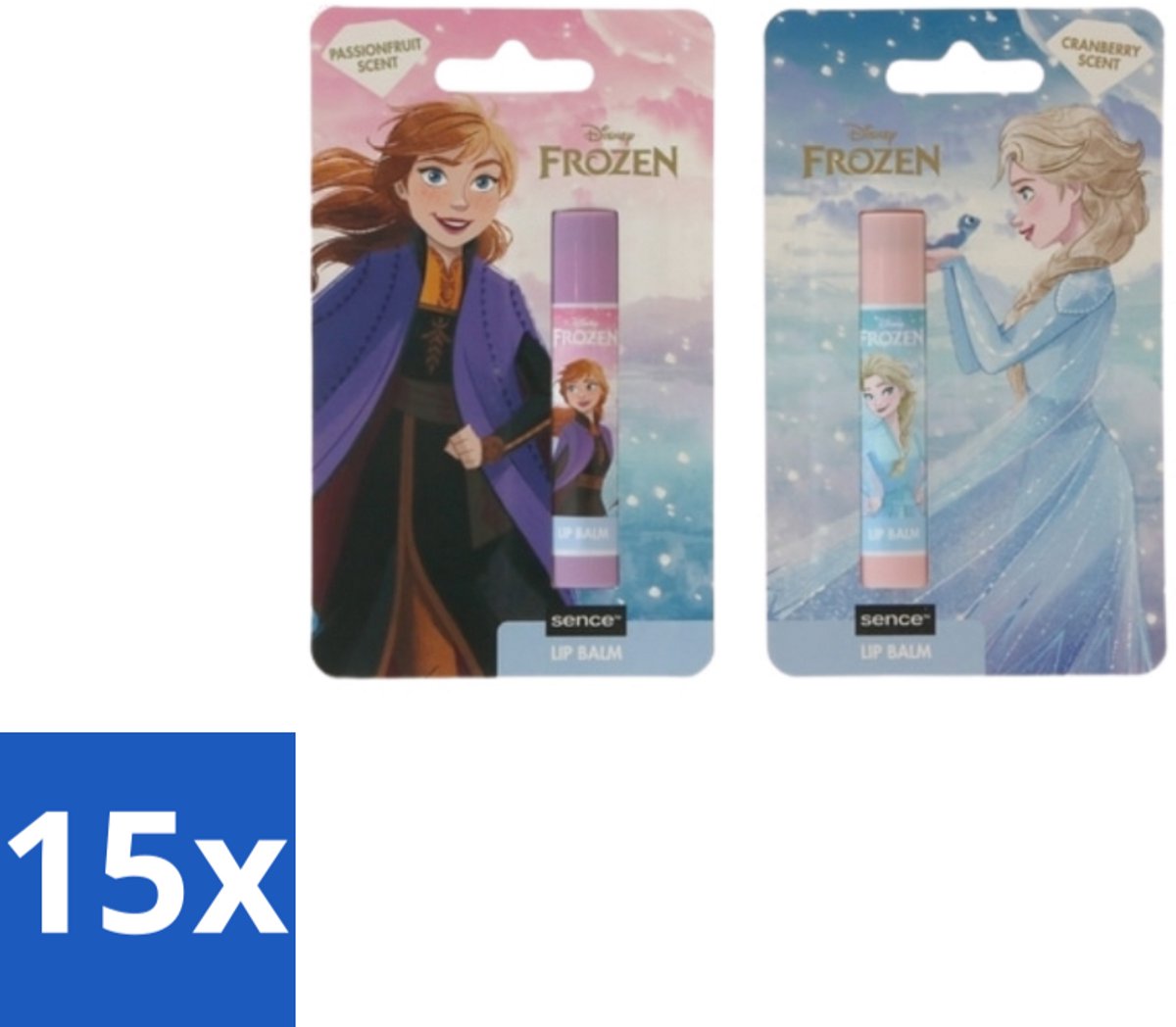 15 x Disney Frozen – Lippenbalsem – Blueberry & Passionfruit – Verzorgend - Disney Frozen Lippenbalsem - Lippenbalsem Elsa - Lippenbalsem Anna - Lippenbalsem Voor Kinderen - Lippenbalsem Voor Jongeren