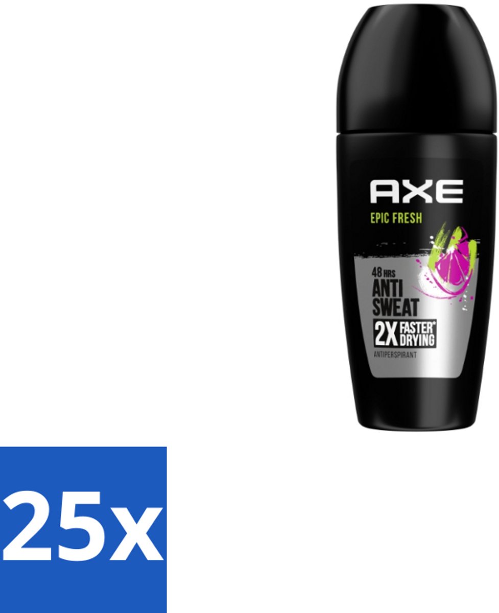 25 x Axe – Deodorant Roller – Epic Fresh – 50 ml - Anti-transpirant Roller - Zweetbestendig - Fris Geur - Grapefruit - Ananas