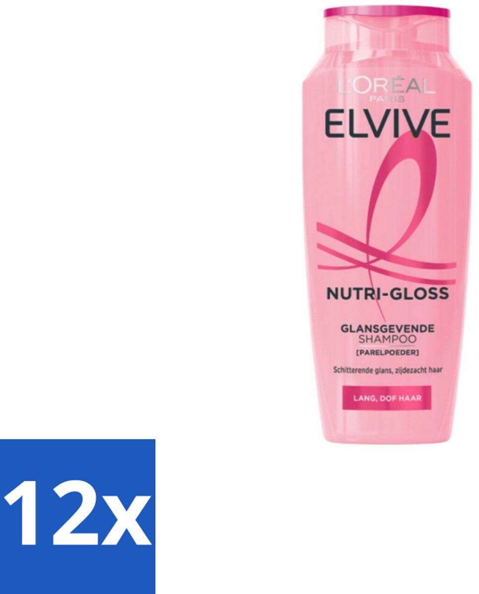 12 x L’Oréal Paris Elvive – Conditioner – Nutri Gloss – 200 ml - Lang Haar - Glans - Zachtheid - Parelpoeder - Haar Verzorgen