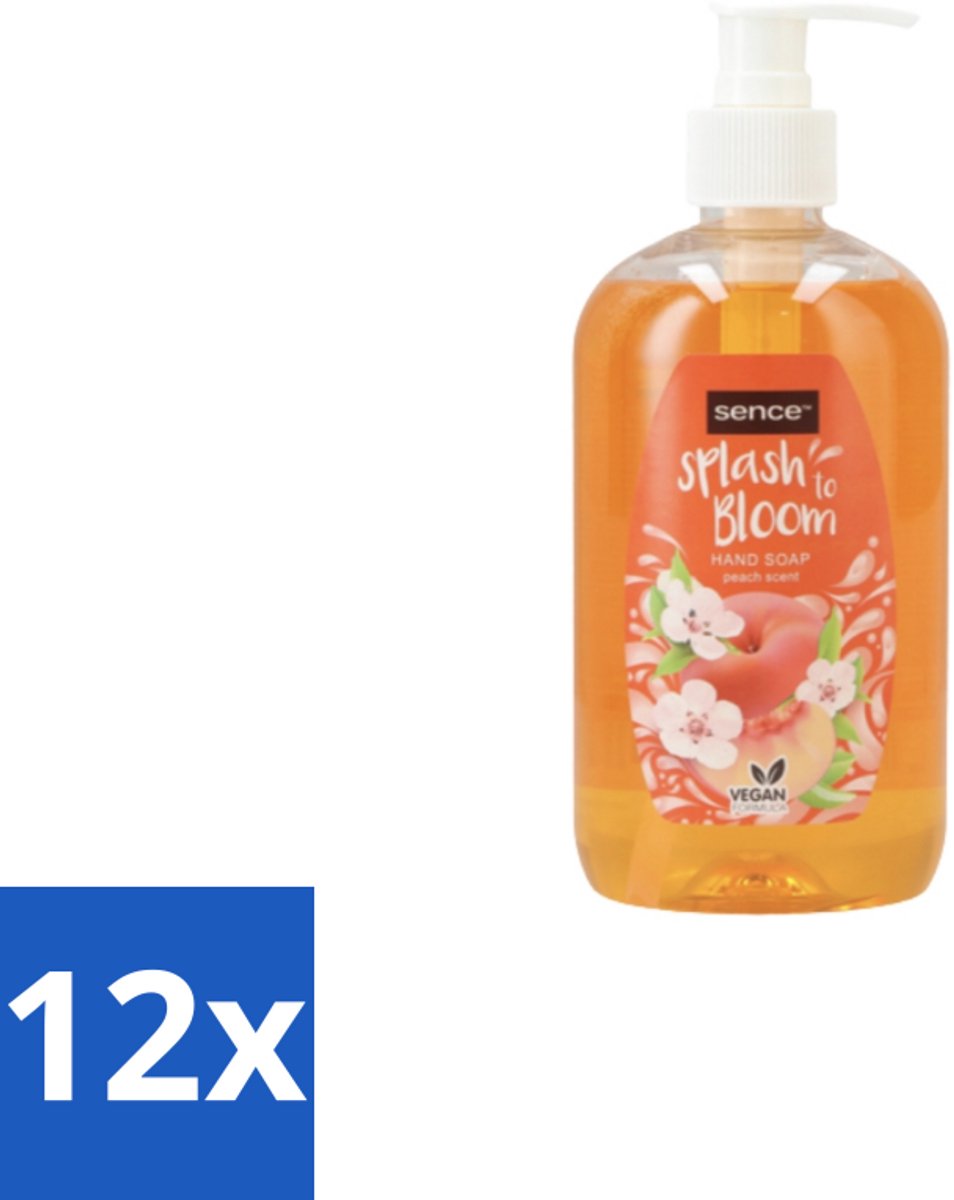 12 x Sence – Handzeep – Splash To Bloom Peach – 500 ml - Handzeep - Perzikgeur - Reiniging - Handen Reinigen - Zachte Handzeep