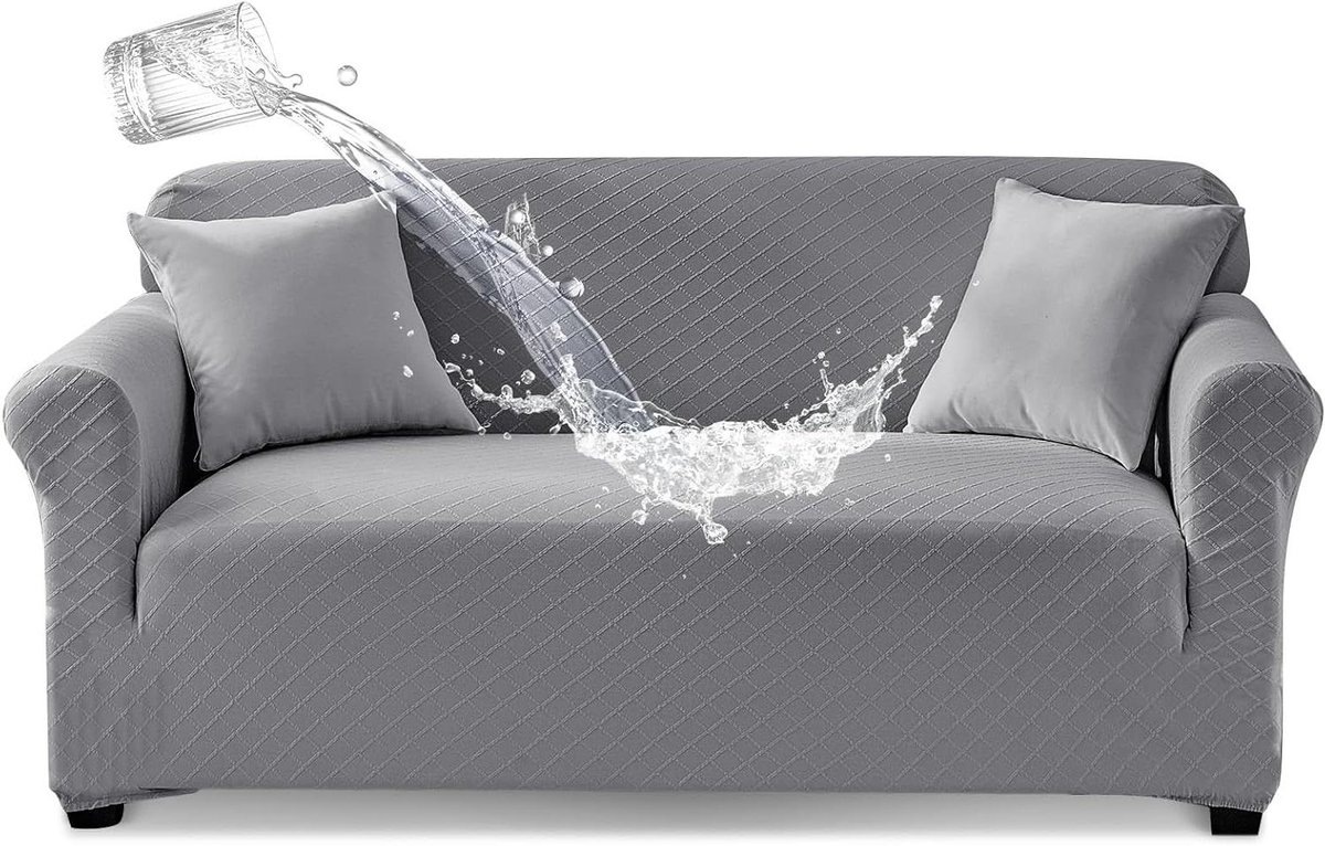 Bankhoes Elastisch - Slofhoes Sofa - Bank Beschermen - Waterafstotend Jacquard - 2-zits 145-178 cm - Grijs