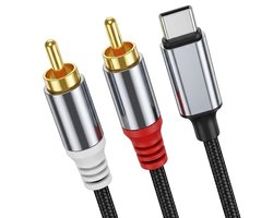 Type C naar 2RCA Stereo Audio Adapter Kabel 1.2m met DAC Chip voor Thuisbioscoop, Versterker en Autospeakers
